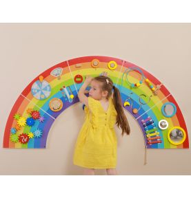 VIGA Drewniana Tablica Sensoryczno-Manipulacyjna EDU Tęcza Certyfikat FSC