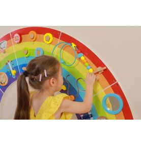 VIGA Drewniana Tablica Sensoryczno-Manipulacyjna EDU Tęcza Certyfikat FSC