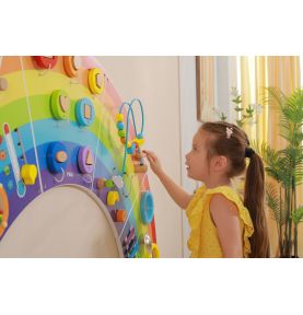 VIGA Drewniana Tablica Sensoryczno-Manipulacyjna EDU Tęcza Certyfikat FSC