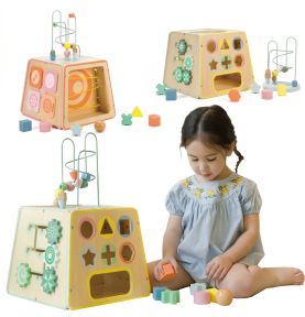 CLASSIC WORLD Drewniana Kostka Edukacyjna Sensoryczna 6w1