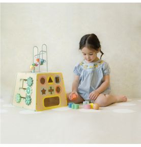 CLASSIC WORLD Drewniana Kostka Edukacyjna Sensoryczna 6w1