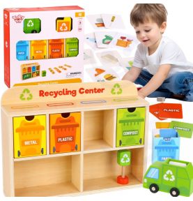 DREWNIANE CENTRUM RECYKLINGU EDUKACYJNY SORTER TOOKY TOY DLA DZIECI