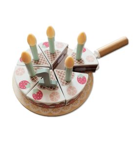 TOOKY TOY Drewniany Tort Urodzinowy ze Świeczkami Rzepy