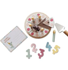 TOOKY TOY Drewniany Tort Urodzinowy ze Świeczkami Rzepy