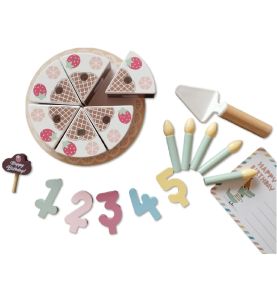 TOOKY TOY Drewniany Tort Urodzinowy ze Świeczkami Rzepy