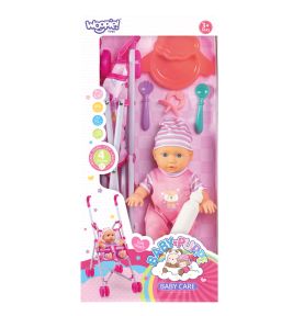 WOOPIE ROYAL Lalka Bobas z Wózkiem Opiekunka + Zestaw do Karmienia