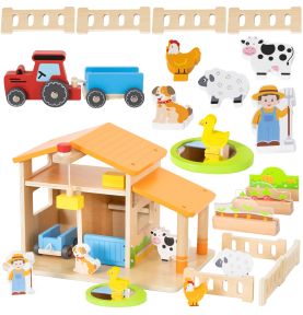 VIGA Drewniana Farma Dom Farmera Z Ogródkiem I Traktorem 21 el