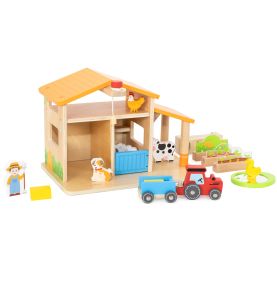 VIGA Drewniana Farma Dom Farmera Z Ogródkiem I Traktorem 21 el