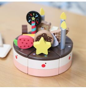 CLASSIC WORLD Drewniany Tort Urodzinowy do Krojenia 19el.