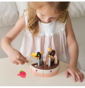 CLASSIC WORLD Drewniany Tort Urodzinowy do Krojenia 19el.