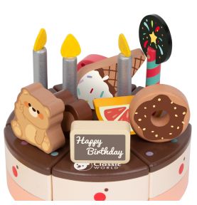 CLASSIC WORLD Drewniany Tort Urodzinowy do Krojenia 19el.