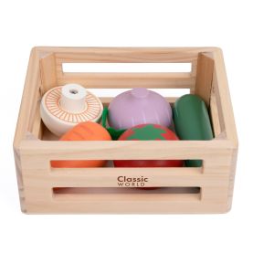 CLASSIC WORLD Zestaw Drewnianych Warzyw w Koszyku 6 el.