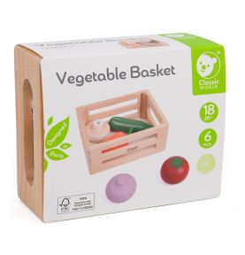 CLASSIC WORLD Zestaw Drewnianych Warzyw w Koszyku 6 el.