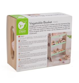 CLASSIC WORLD Zestaw Drewnianych Warzyw w Koszyku 6 el.