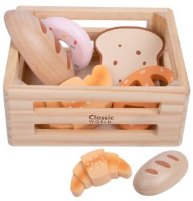 CLASSIC WORLD Zestaw Drewnianych Wypieków w Koszyku 6 el.