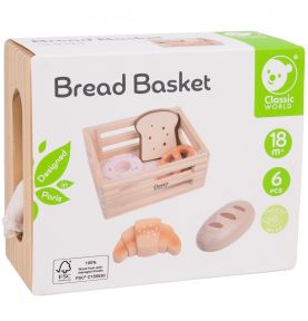 CLASSIC WORLD Zestaw Drewnianych Wypieków w Koszyku 6 el.