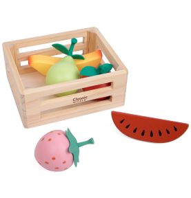 CLASSIC WORLD Zestaw Drewnianych Owoców w Koszyku 6 el.