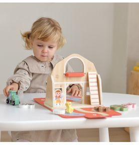 TOOKY TOY Drewniana Składana Farma w Walizce ze Zwierzątkami
