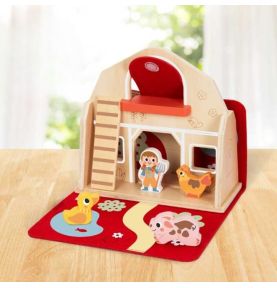 TOOKY TOY Drewniana Składana Farma w Walizce ze Zwierzątkami