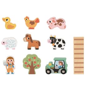 TOOKY TOY Drewniana Składana Farma w Walizce ze Zwierzątkami