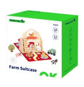 TOOKY TOY Drewniana Składana Farma w Walizce ze Zwierzątkami