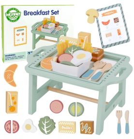 WOOPIE GREEN Zestaw Śniadaniowy i Restauracja – Zabawa w Zamawianie z Tacą i Akcesoriami