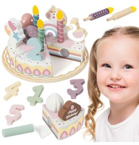 TOOKY TOY Drewniany Tort Urodzinowy Krajalny Na Rzepy