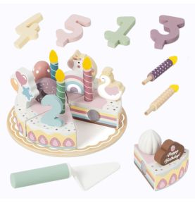 TOOKY TOY Drewniany Tort Urodzinowy Krajalny Na Rzepy