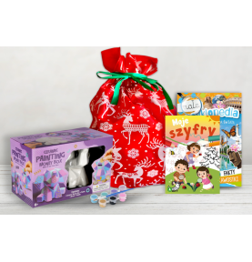 Paczka mikołajkowa dla dziewczynki 6–7 lat – zestaw kreatywny do malowania skarbonka  Słonik