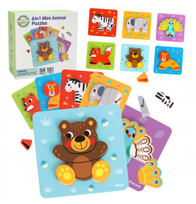 WOOPIE GREEN Układanka Drewniana Klocki Zwierzątka Montessori FSC