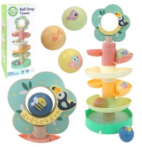 WOOPIE GREEN Drewniany Kulodrom Tor Kulkowy Sensoryczny Edukacyjny 6 el.