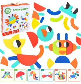 WOOPIE GREEN Drewniana Układanka Montessori 40 Wzorów do Odtworzenia 55 el. Certyfikat FSC