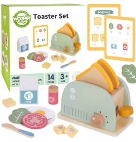 WOOPIE GREEN Drewniany Toster Zestaw Śniadaniowy z Akcesoriami 14 el. FSC
