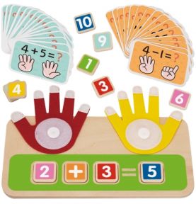 TOOKY TOY Drewniana Edukacyjna Zabawka do Nauki Liczenia na Palcach Dodawanie i Odejmowanie