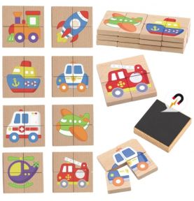 Viga Układanka drewniana puzzle magnetyczne - pojazdy Certyfikat FSC