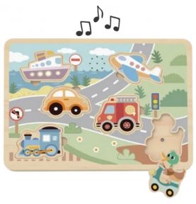 TOOKY TOY Drewniane Interaktywne Puzzle Pojazdy