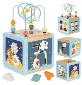 TOOKY TOY Drewniana Kostka Aktywności Kosmos Sorter Labirynt