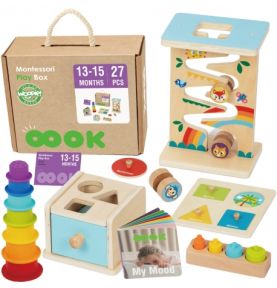 WOOPIE GREEN Pudełko Box 6w1 13-15m Montessori Edukacyjne Sensoryczne FSC