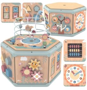 TOOKY TOY Interaktywny Drewniany Sześciokąt Montessori Otwierane Pudełko