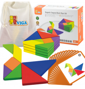 Viga Tangram Drewniana Gra Logiczna Układanka Klocki Łamigłówka
