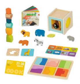 WOOPIE GREEN Box Pudełko XXL Montessori Edukacyjne 7w1 Sensoryczne 31-36 Mies. FSC