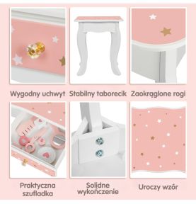 WOOPIE GREEN Drewniana Toaletka z Lustrem i Akcesoriami