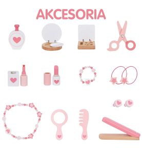 WOOPIE GREEN Drewniana Toaletka z Lustrem i Akcesoriami