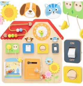 VIGA Drewniana Tablica Manipulacyjna Domek Odkrywania i Nauki