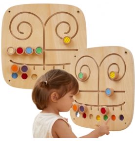 VIGA Drewniana Tablica Manipulacyjna Sensoryczna Labirynt Dotknij i Dopasuj