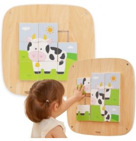 VIGA Drewniana Tablica Manipulacyjna Sensoryczna Układanka Obrazkowa