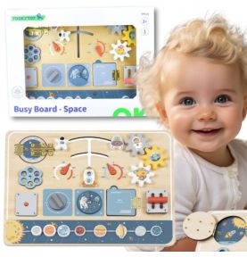 TOOKY TOY Drewniana Tablica Edukacyjna Montessori Astronauta Statek Kosmiczny