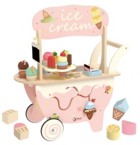 CLASSIC WORLD Drewniana Lodziarnia 3w1 Wózek 40 el.