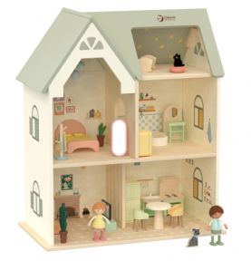 CLASSIC WORLD Wielki Drewniany Domek dla Lalek z mebelkami