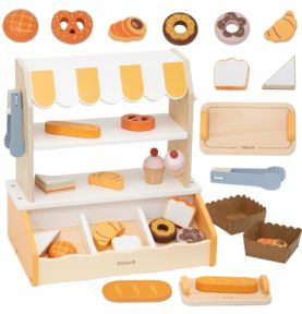 VIGA Drewniana Mini Piekarnia Sklepik Stragan z Wypiekami 16el.